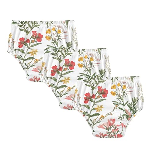 Foiosoh Baby Infant 3 Packs Sleep Training Pants Soft Cotton Bed Wetting Underpants for Boys Girls Beauty Spring Flowers