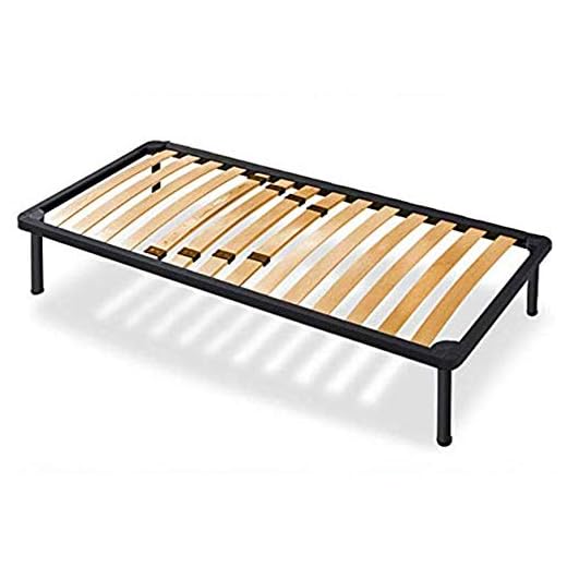 EvergreenWeb - Somier Individual 120x190 de Laminas de Madera, Reforzada con Doble Estructura de Hierro, Reguladores de la Zona Lumbar, 4 Patas Extraíbles, Base Empotrada para Todas Camas y Colchones