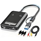 VHS デジタル変換機 - RCA to HDMI コンバーター、USB ビデオキャプチャーカード｜Hi8/VCR/DVD/AV/PS2/Wii アナログ機器向けデジタルアダプター｜古い思い出をモダンノートパソコンに保存するための電子機器