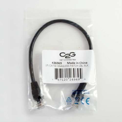 Image of C2G /Cables to Go 00933 Cat5e Snagless Unshielded (UTP) Network Patch Cable Black 6-inches