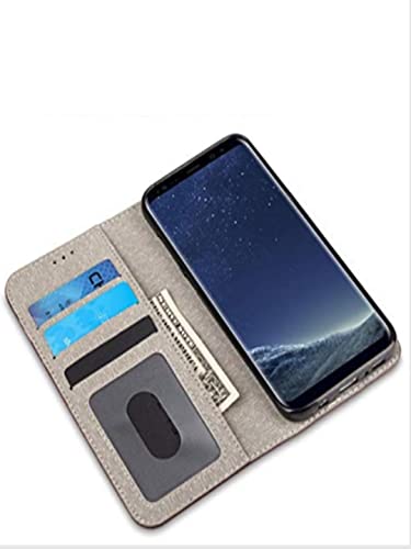 Image of ClickCase for Google Pixel 6A Blazer Series Cloth & Leather Wallet Flip Case Kick Stand with Magnetic Closure Flip Cover for Google Pixel 6A (Grey & Brown)