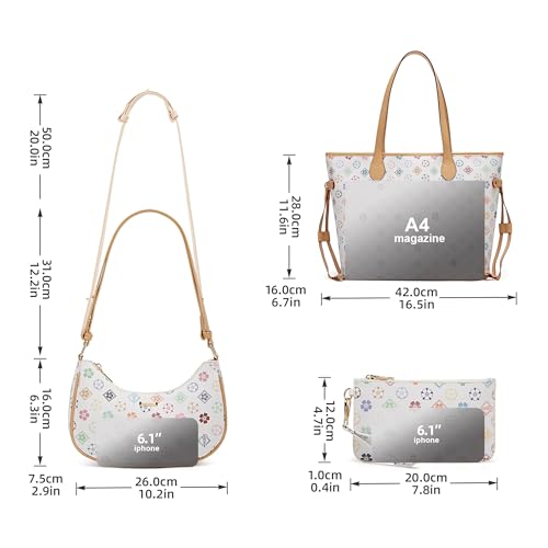 Image of Women Fashion Synthetic Leather Handbags Tote Bag Shoulder Bag Top Handle Satchel Purse Set