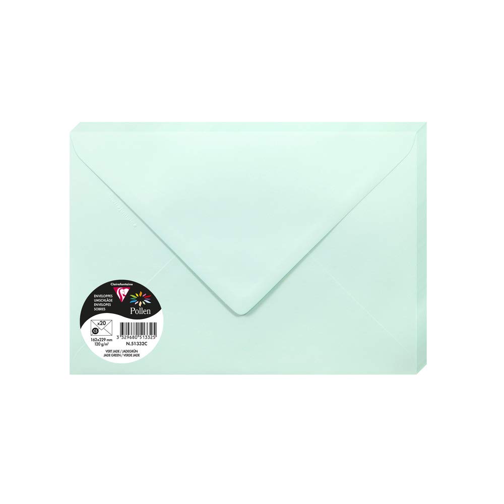 Clairefontaine 5652 C Pack de 20 sobres 16,20 x 22,90 x 0,10 cm, color verde jade 16.20 x 22.90 x 0.10