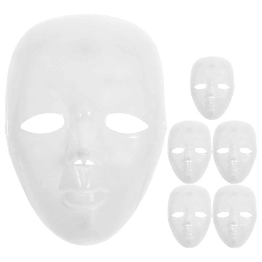 DEARMAMY DIY Full Face Masks, 6pcs Paintable Paper Mask, White DIY Mask, Masquerade Mask, Mardi Gras Mask, Party Full Face Masks