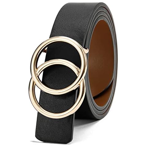 Womens Leather Belt, CR 1.3" Ladies Casual Belt for Jeans Pants Dress - One Belt Reversal for 2 Colors Cover