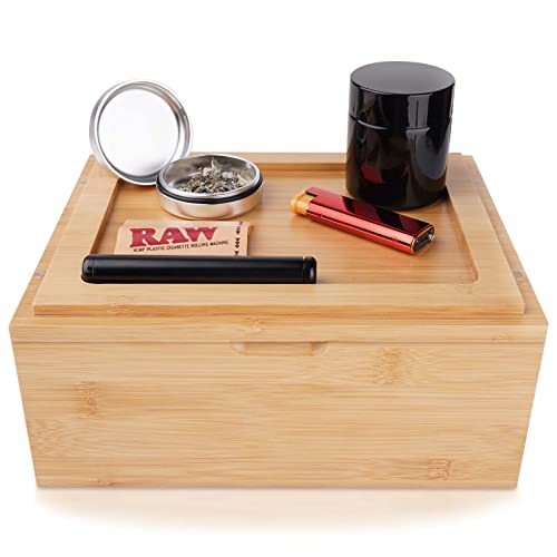 Large Natural Bamboo Decorative Storage Box Wooden Keepsake Box Great Father Day Gifts - 10” X 8” X 4” With Magnetic Lid For Home Storage (Standard Version) #TOP4