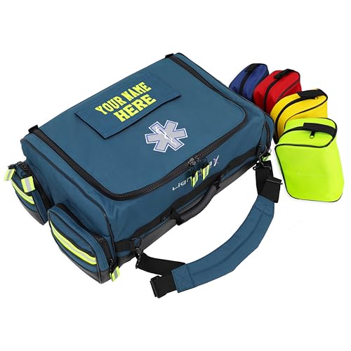 Lightning X Personalized Modular Oxygen Trauma Bag w/Hidden Cylinder Compartment, Accessory Pouches & Custom Embroidered Name Or Logo - LXMB65 Blue