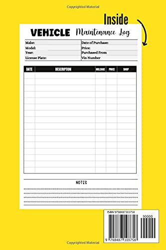 image for Vehicle Maintenance and Mileage Log Book: Car Service Record Book, Cut