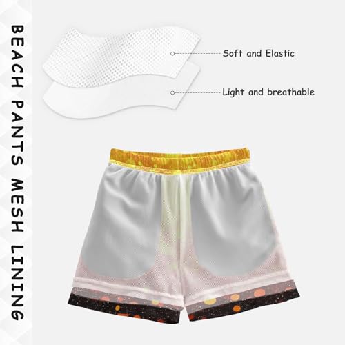 Pigsaly Boys Swim Trunks Dark Yellow Orange Red Gradient Flash Glitter Boys Board Shorts Swimsuit Swimwear Bathing Suit S4