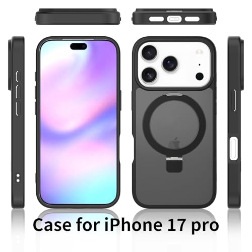 Image of Magnetic for iPhone 17 Pro Case, 6.3 inch, Compatible with MagSafe, Rugged Kickstand, Not-Yellowing Military-Grade Protection, Matte Black