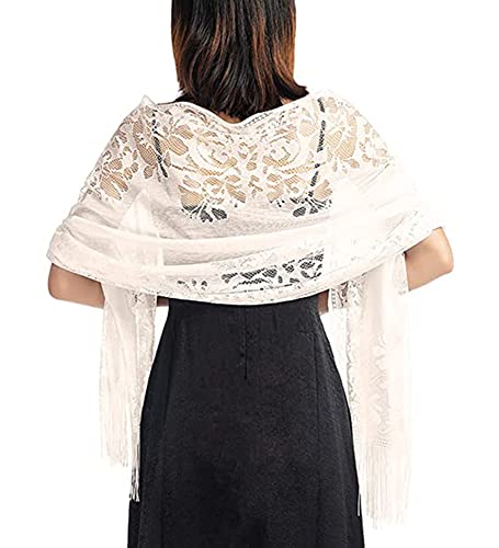 Foulard Dentelle Femme JK Home - Écharpe Triangle Floral 130x50cm | Châle Léger Pour Toutes Saisons