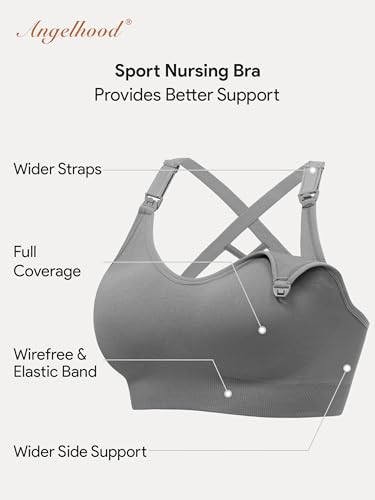 Image of Angelhood Nursing Bras for Breastfeeding, Seamless Nursing Sports Bra Support Yoga Maternity Bras Pregnancy Sleep Bralette