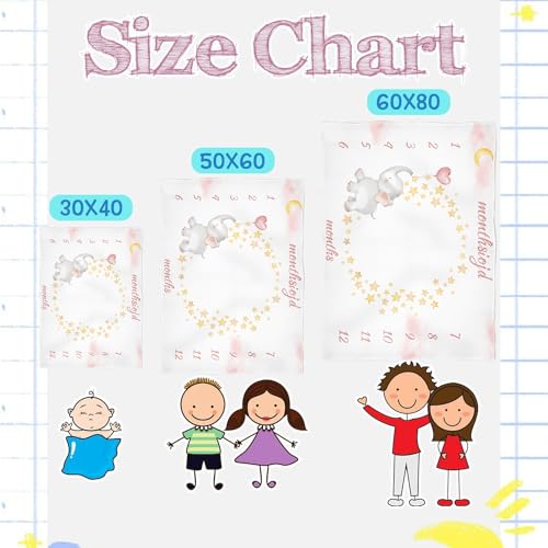 Image of OLIVE OLIVIA Personalized Monthly Baby Milestone Blanket, Baby Months Blanket, Perfect Custom Newborn Gifts,50 inchx60 inch