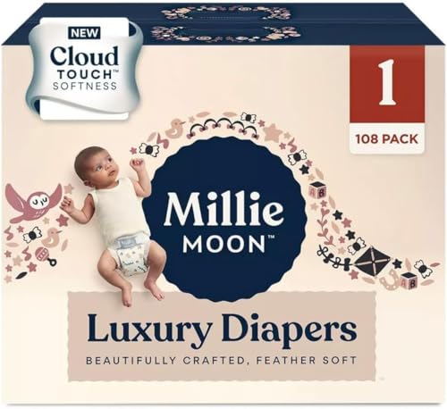 Image of Millie Moon Luxury Diapers (Size-1 and Count-108) White(Pack of 1)