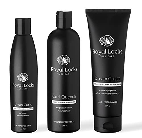 Royal Locks NEW Wave Essentials Set | Clean Curls Shampoo, Curl Quench Conditioner, Dream Cream Curl Cream | Cleanses, Conditions, and Enhances Volume + Tames Frizz (7.5 fl oz, 12 fl oz, 8.5 fl oz)