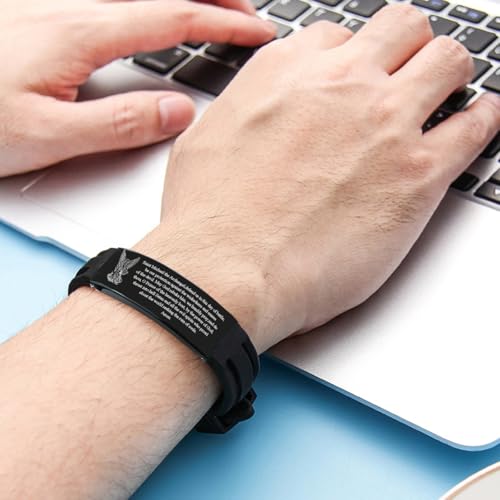 Christ Archangel St. Michael Prayer Protection Catholic Silicone Adjustable Bracelet, Religious Christian Saint Angel Amulet Bangle Christening Personalized Jewelry for Men Women4
