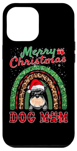 Coque pour iPhone 12 Pro Max Schnauzer Christmas Santa Hat Dog Mom Boho Rainbow Xmas