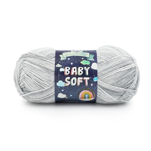 Image of Lion Brand Yarn, Baby Soft Baby Blanket Yarn for Crocheting, Knitting, and Crafts, Grey Print, 1 Pack