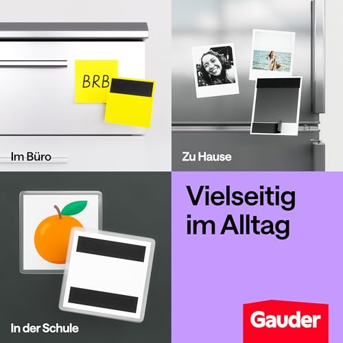 GAUDER Magnetband im Spender - Selbstklebender Magnetstreifen im Abroller für leichte Gegenstände - Zuschneidbares Magnetklebeband zum Befestigen von Postkarten & Fotos auf Metallflächen (6 m x 19 mm)