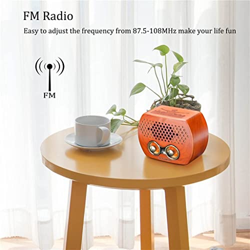 Radio Retro Draagbare FM MP3 Radio Luidspreker met Bluetooth Hout Hifi Geluid TF Card Slot Oplaadbare Ouderwetse Klassieke Auto Audio(Color:Cherry Wooden) - Image 3