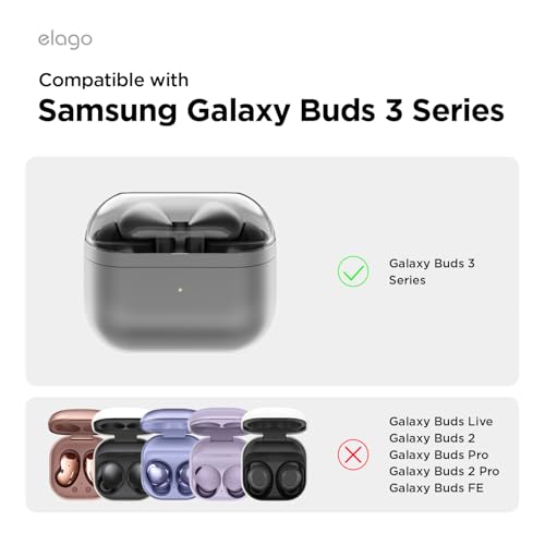 elago Compatible with Samsung Galaxy Buds 3 Case & Galaxy Buds 3 Pro Case, Premium Silicone Cover with Carabiner, Full Protection, Wireless Charging, Headphone Accessories, for Men, for Women [Black]