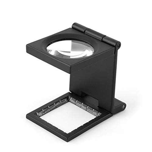 10X 28MM Mini Three-Folding Magnifier Zinc Alloy Magnifier Magnifying Glass with Scale