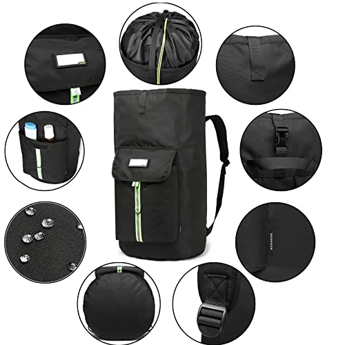 Image of laundry bag backpack,extra-large heavy duty laundry bags,laundry backpack for college students,drawstring closure (Black Laundry Backpack Bag)