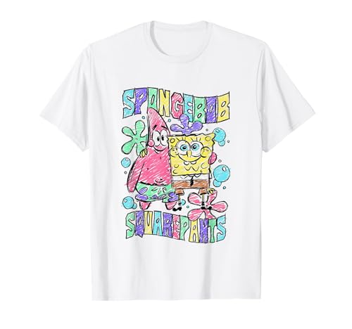 SpongeBob SquarePants Best Friends Forever Colorful Sketch T-Shirt