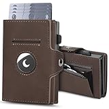 BAIGIO AirTag Carteras para Hombre con Monedero, Tarjetero Hombre con Bloqueo RFID para 8 Tarjetas, Billeteras para Hombres Carteiras Porta Cartoes Homem Smart Wallets for Men con Caja Regalo, Café