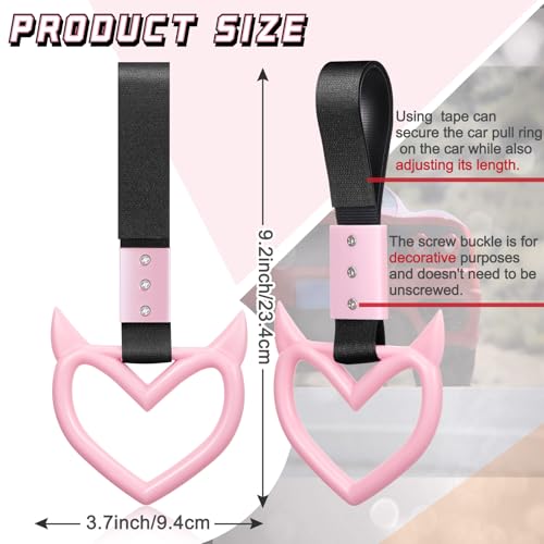 Image of 4 Pieces Heart Handle Keychains Car Accessory Heart Hand Strap Drift Charm for Car Interior Exterior Decoration(Pink,Devil)