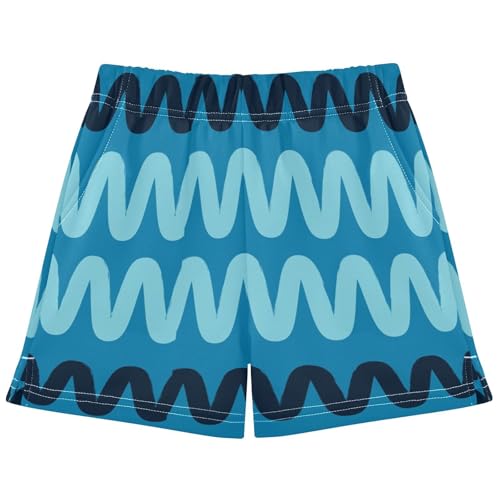 pnyoin Girl's Shorts Blue Athletic Running Shorts with Pockets Size 12-13t