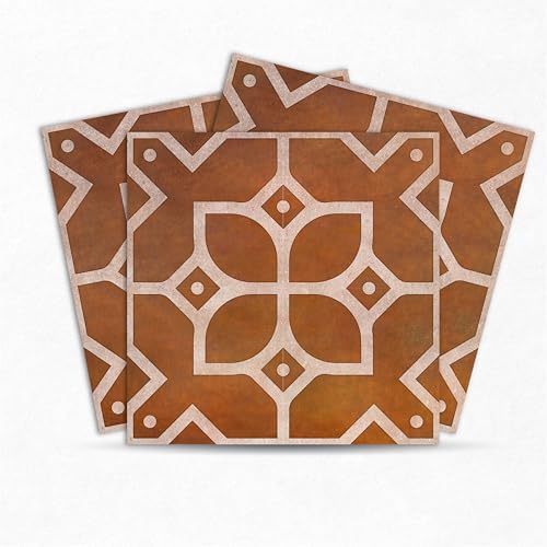 Image of Moroccan Tile Stickers | Waterproof Self Adhesive Peel & Stick Tile Decals for Kitchen Backsplash, Bathroom Wall, Floor, Furniture & Glass (4x4 Inch, Design 8, 36 Pic)