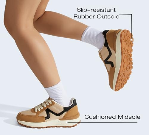 Image of LUCKY STEP Women's Retro Fashion Casual Sneakers | Platform Classic Trendy Trainning Anti-Slip Tennis Travel Walking Shoes