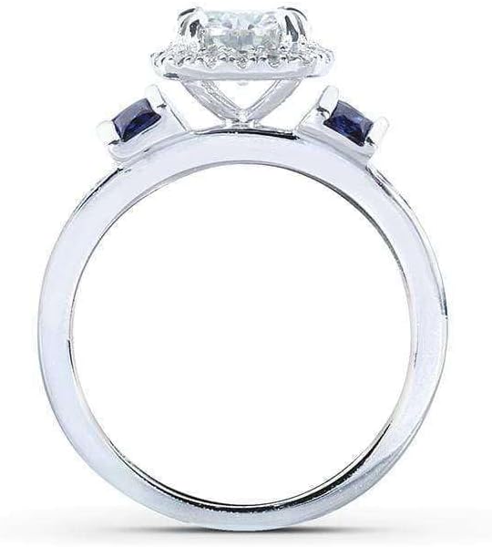 Kobelli Round-cut Moissanite Bridal Set & Sapphire 2 CTW 14k White Gold (3 Piece Set)