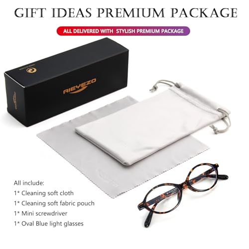Image of AIEYEZO Small Oval Blue Light Glasses for Women Fashion Retro TR90 Oval Frames Computer Screen Glasses (Tortoise)