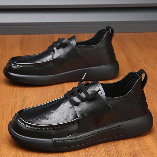 Men's Genuine Cowhide Leather Lace-up Casual Shoes with Insole & Anti-Slip Rubber Sole for Daily Walking, Office, Travel4