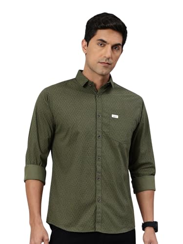 Image of Majestic Man Custom Geometric Printed Pure Cotton Slim Fit Casual Shirt
