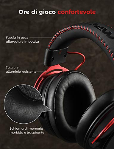 Mpow Air SE Cuffie Gaming 3,5 mm per PS4, PS5,Xbox One, PC, Switch Cuffie over-ear con audio surround con microfono con cancellazione del rumore, Cuffie da gioco