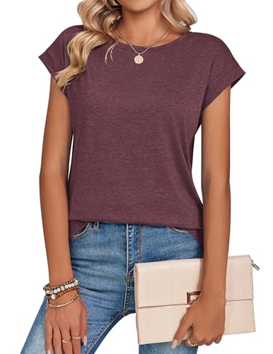 Image of Zeagoo Womens Tops Summer Casual Cap Sleeve Tshirts Shirts Business Dressy Spring Fashion Outfits Trendy Clothes