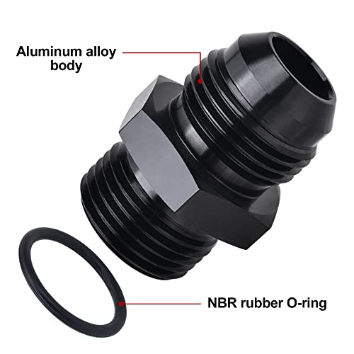 Image of EVIL ENERGY AN12 12AN Flare to 12AN ORB Male O-ring Boss Fuel Pump Rail Adapter Fitting Aluminum Black Pack of 2