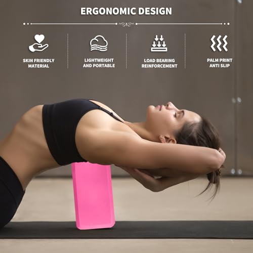 Image of Yoga Blocks 2 Pack, 9x6x3in Pilates Block, Non-Slip Foam Brick for Exercise