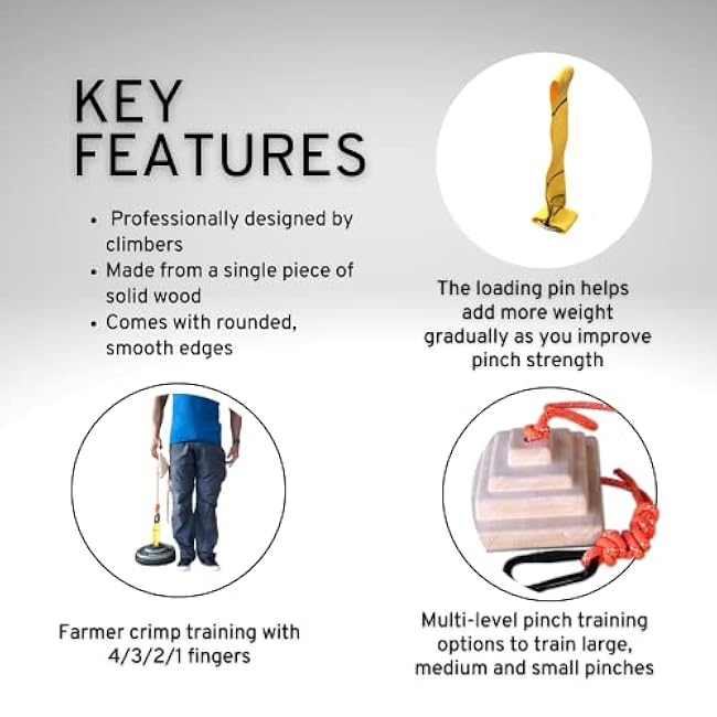 Hand Grip Strengthener Pinch Block for Grip Strength with Strap Loading Pin,Hand Grip Strengthener,Hand exerciser,Climbing Pinch Block,Fingerboard,Grip Strength,Gifts for Climbers,Mountain Rocks AU