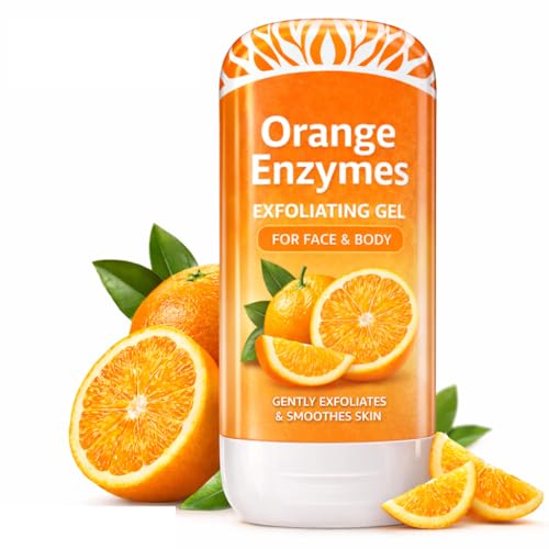 Image of Orange Enzymes Exfoliating Gel for Face & Body | Deep Cleansing Moisturizing Facial Exfoliator | Dead Skin Remover | Brightening & Pore Cleansing Scrub for All Skin Types Vitamin C