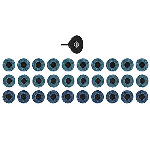 Juego de 31 discos de lijado, ruedas de aleta de alúmina azul para amoladora angular, discos de lija planos de 2 pulgadas para el pulido de metales, la eliminación de rebabas y la