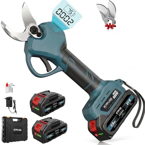 Sécateur Électrique Sans Fil 40mm - Sécateur à Batterie - 2 batteries 21V 4000mAh - Brushless 800W - Coupe Branche Professionnel - BLADEPRO