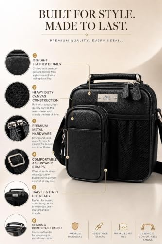 Image of Allen Cooper Premium Leather Sling Bag for Men | Crossbody Messenger Bag with Adjustable Shoulder Strap | Travel Organizer Shoulder Bag for Daily Use, Office & Outdoor Carry