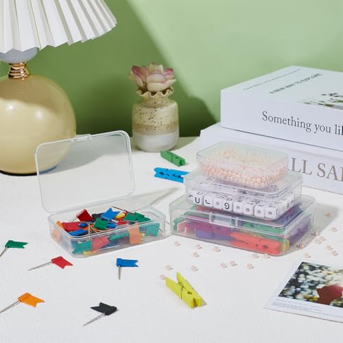 Image of BENECREAT 27 Pack Mixed Size Rectangle Mini Clear Plastic Bead Storage Containers Box Case with lid for Items,Pills,Herbs,Tiny Bead,Jewerlry Findings, and Other Small Items