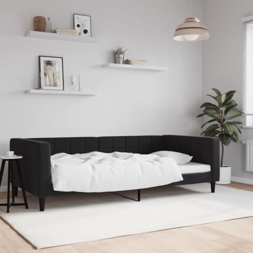 vidaXL Tagesbett, Gästebett 2-in-1, Sofabett Schlafsofa für Schlafzimmer Wohnzimmer, Bettsofa Sofa, Modernes Design, Schwarz 100x200cm Samt