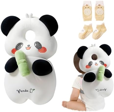 Soporte para la Cabeza del Bebé Ajustables Anti-Caídas Almohada Protección Bebé Protector de Cabeza Casco de Protección para Bebe(Panda)