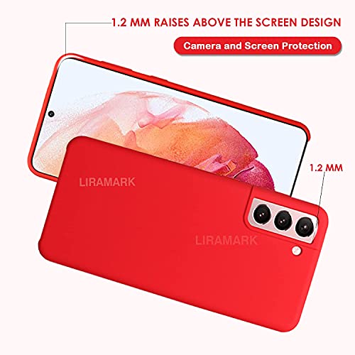 Image of LIRAMARK Liquid Silicone Soft Back Cover Case for Samsung Galaxy S21 Plus (Red)